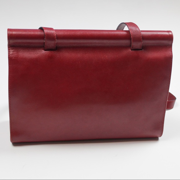 Vintage 1970s Bottega Veneta Red Leather Handbag - Picture 2 of 6